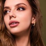 14K Gold Plated  Cubic Zirconia Dainty Hoop Earrings for Women