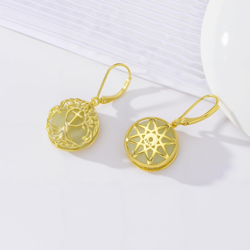 14K Gold Plated Natural Jade  Earrings for Women Good Fortune Jewelry Birthday Mother's Day Gifts