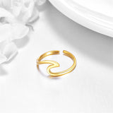 9K Yellow Gold Wave Adjustable Ring