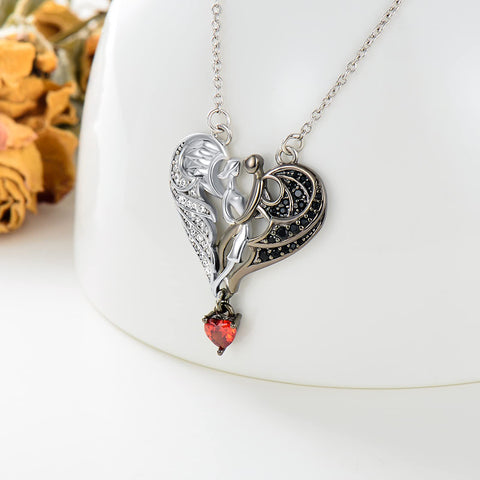Sterling Silver Hug Couple Pendant Necklace Gift