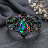 Sterling Silver 10K  14K  18K  Gold Personalized Engraved Black Opal Engagement Wedding Promise Ring for Her