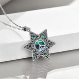 Star of David Necklace Sterling Silver Cross/Chai/Peace Sign/Tree of Life Abalone Shell Jewish Jewelry for Women Men