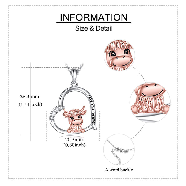 Heather Needham: Ciondolo Mucca In Argento Sterling Per Bambini Con Catenina, Smaltato (10x12mm)