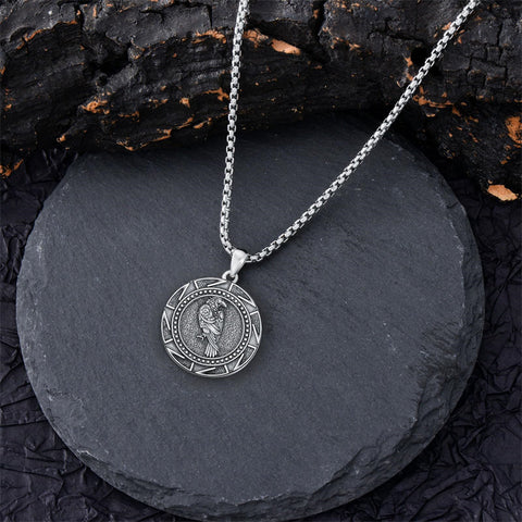 Sterling Silver Viking Raven Bear Odin Wolf Pendant Necklace for Men