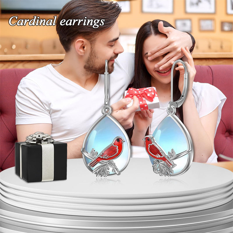 Sterling Silver Tiger Red Panda Elephant  Red Cardinal Dangle Earrings