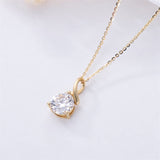 14K Gold Moissanite Necklace for Women, 1 carat D Colour Moissanite Solitaire Pendant Necklace, Real Yellow Gold Sunshine Necklace