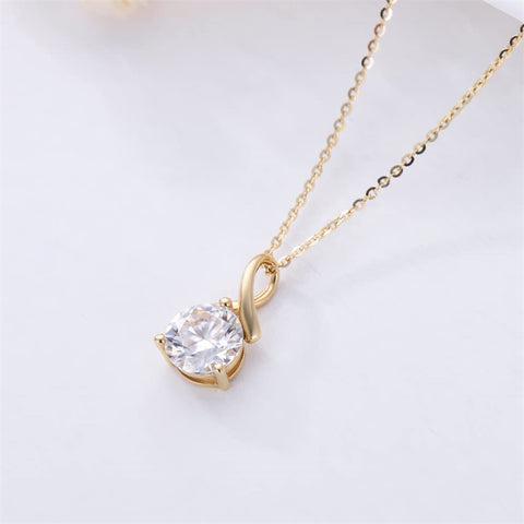 14K Gold 1 carat D Colour Moissanite Solitaire Pendant Necklace