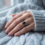 Sterling Silver 10K  14K  18K Gold 1CT-4CT Black Onyx Engagement Ring Gothic Wedding Promise Ring