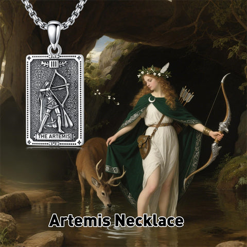Sterling Silver Tarot Card Hecate Athena Artemis Lilith Medusa Goddess Pendant Necklace