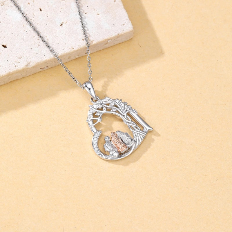 Sterling Silver Tree of Life Father Daughter Sister Pendant Necklace for Women Christmas Gift