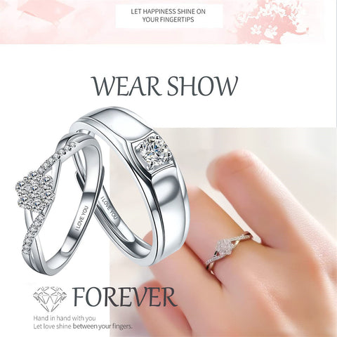 Sterling Silver Cubic Zirconia Endless Love Matching Set Couple Rings