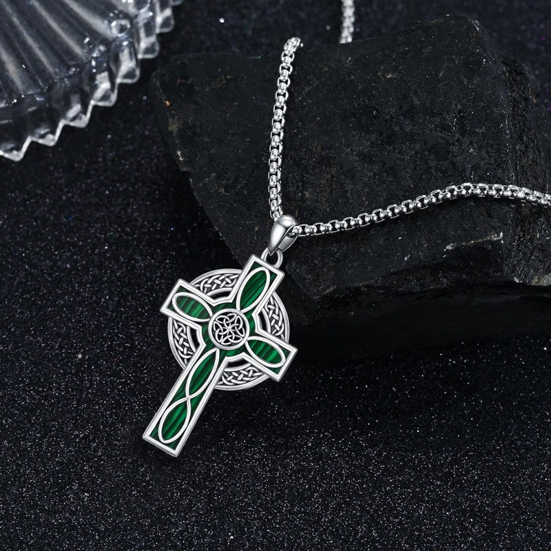14K Gold Plated Celtic Vikin Cross Pendant Necklace Irish Jewelry Religious Protective Gift