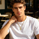 14K Gold Plated Cross Pendant Necklace for Men