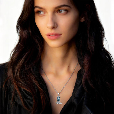 Sterling Silver Cowboy Boot Cowgirl Pendant Necklace