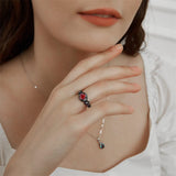 Copper Created Opal Mystic Topaz Amethyst Garnet Eternity Ring for Women