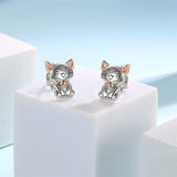 Sterling Silver Animal Stud Earrings:Hypoallergenic Cat Earrings Cute  Stud Earrings Jewelry Gifts for Women Teens Girls