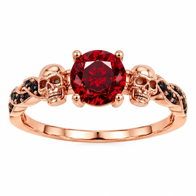 Sterling Silver 10K 14K 18K Gold Personalized Gothic Skull Ring Exquisite Spooky Jewelry for Halloween Lovers