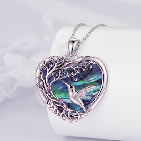 Sterling Silver Tree of Life Heart Shaped Horse Cat Dragonfly Butterfly Hummingbird Pendant Necklace