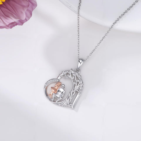 Sterling Silver Tree of Life Father Daughter Sister Pendant Necklace for Women Christmas Gift