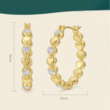 14K Gold Plated Round Heart Cubic Zirconia Elegant  Earring for Women