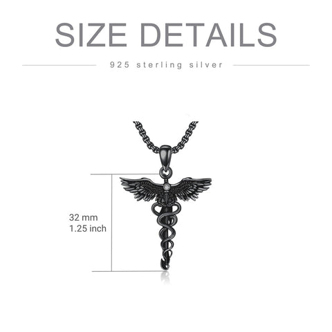 Sterling Silver Caduceus Phoenix RN Pendant Necklace RN Nurse Graduation Gift