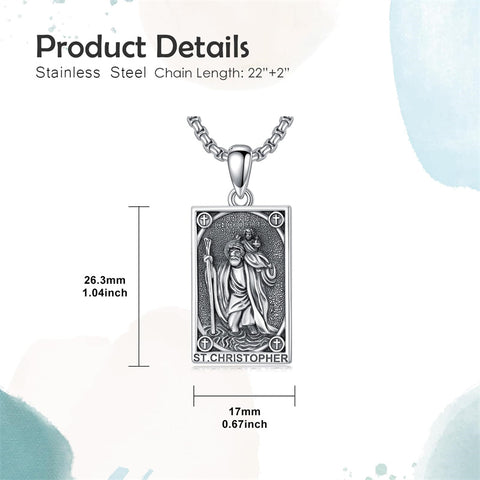 Sterling Silver Saint Anthony Saint Jude Saint Christopher   Saint Michael Amulet Religious Pendant Necklace
