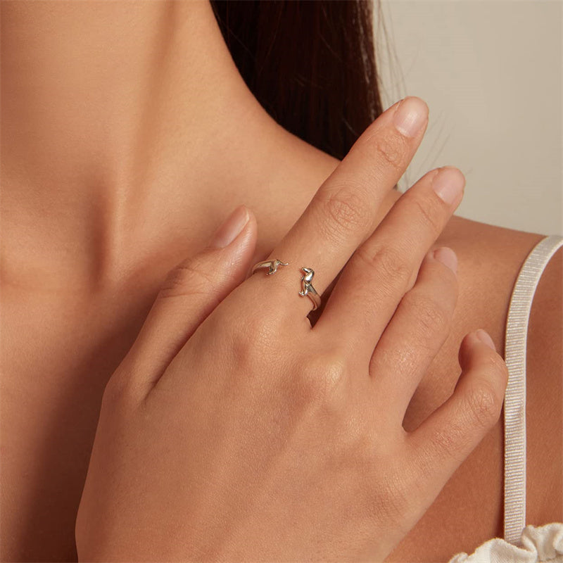 Sterling Silver Dachshund Adjustable Animal Ring– romanticwork
