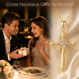 14K Gold Plated Cross Pendant Necklace Faith Jewelry Gift for Women
