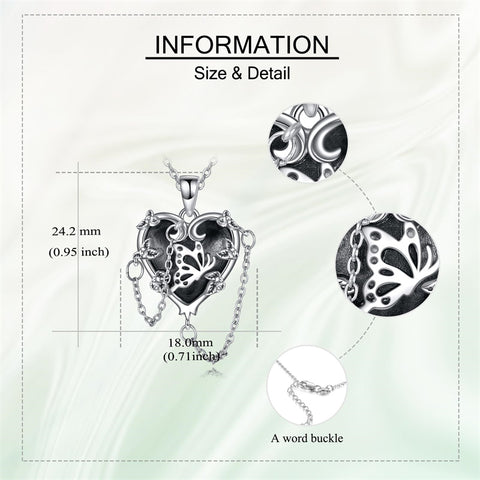 Sterling Silver Gothic Witches Heart Pendant Necklace