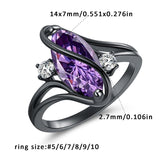 Copper Created Opal Amethyst Rainbow CZ Marquise Ring for Women