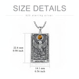 Sterling Silver Tarot Card Pendant  Necklace for Men Gothic Amulet Jewelry