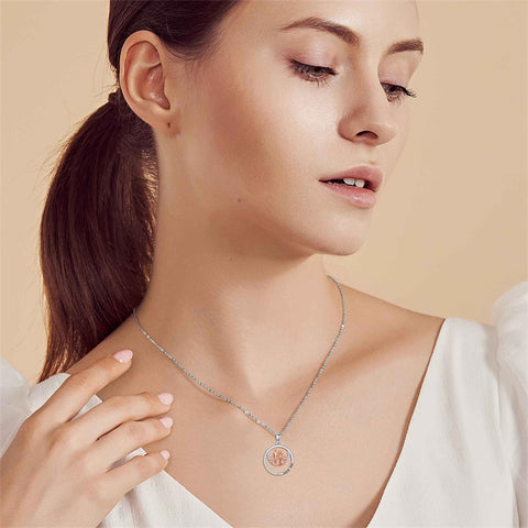 Sterling Silver Family Pendant Necklace Engraved with Love You