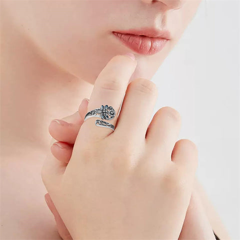 Sterling Silver Oxidized Dragonfly Butterfly Hummingbird Sea Turtle Anchor Cross Tree of Life Sunflower Spoon Ring