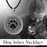 Pet Dog Celtic Urn Necklace Cremation Jewelry for Ashes Sterling Silver Paw Print Necklace Memorial Jewelry