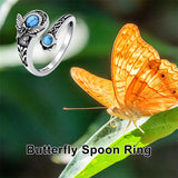 Sterling Silver Dragonfly Jesus Fish Adjustable Spoon Ring for Women