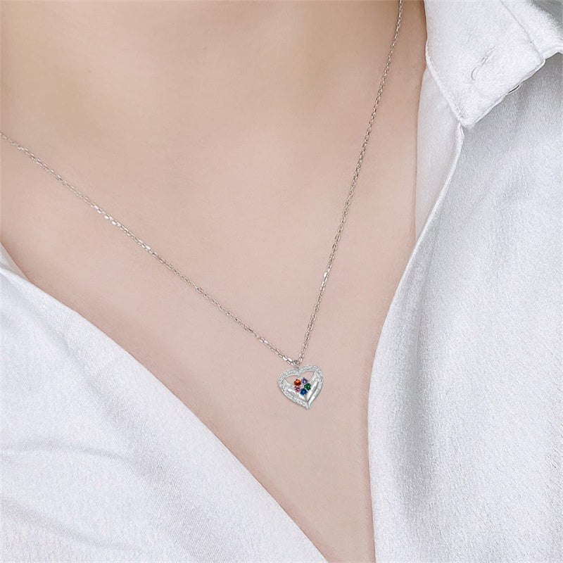 Copper Sterling Silver Simulated Birthstone Name Pendant Necklace for Mom