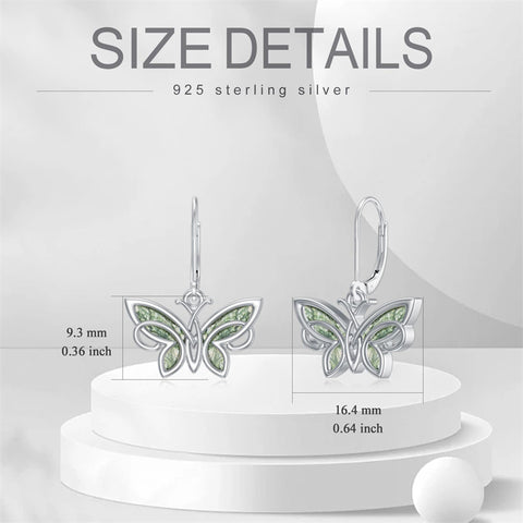 Butterfly Moss Agate Earrings for Women 925 Sterling Silver Celtic Knot Earrings Leverback Dangle Earring Jewelry Gifts for Women Girls