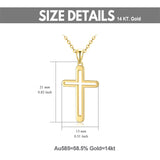 14K Solid Gold Cross Necklace for Women, Real Gold Faith Cross Pendant Religious Jewelry Gift for Her, Wife, Mom 16"-18"