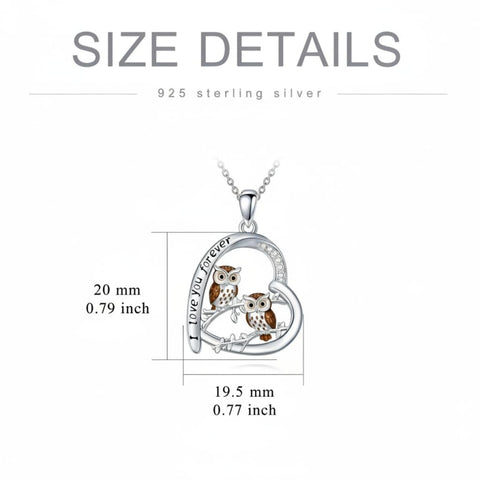 Sterling Silver Mother Daughter Squirrel Monkey Butterfly Bee Owl Necklace Engraved I Love You Forever
