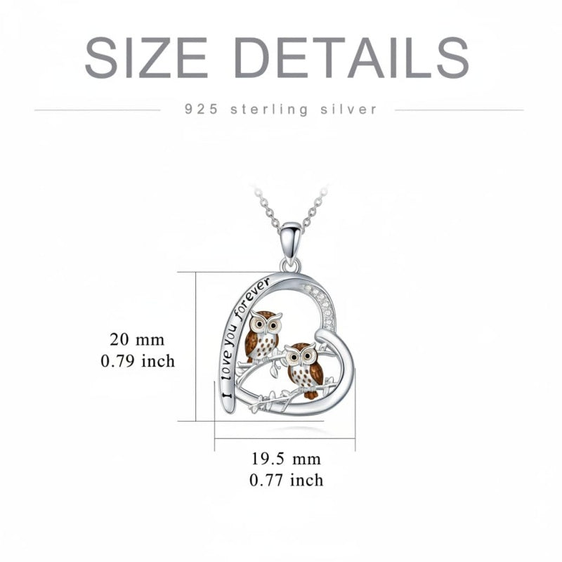 Sterling Silver Mother Daughter Squirrel Monkey Butterfly Bee Owl Necklace Engraved I Love You Forever