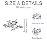 925 Sterling Silver Cute Animals Ring Sloth/Koala/Bat Adjustable Rings Jewelry For Women Girls