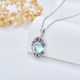 Sun and Moon Necklace for Women 925 Sterling Silver Moonstone Pendant Jewelry for Birthday Christmas