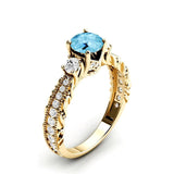 Sterling Silver 10K 14K 18K Personalized Engraved 1 Carat  Round Birthstone Engagement Ring