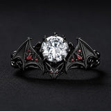 Sterling Silver 10K 14K 18K Gold Custom Engraved  Moissanite Gothic Ring for Women Halloween Gift