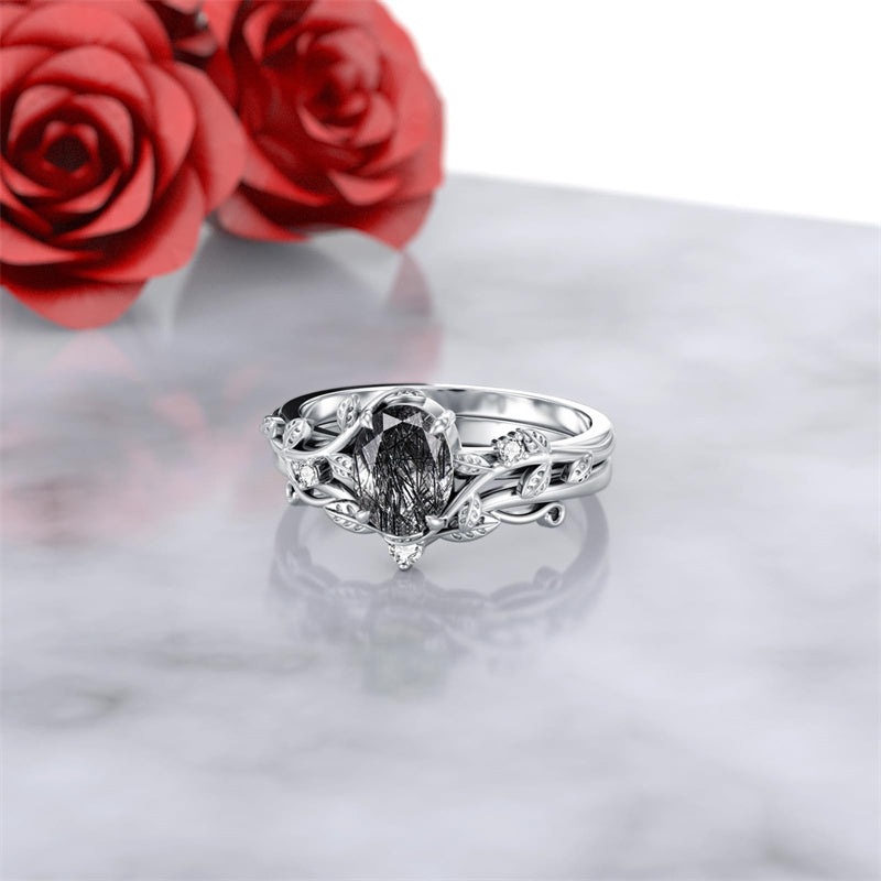 Sterling Silver Pear Oval Kite Heart Hexagon Emerald Coffin Cut Gemstone Engagement Promise Ring Set