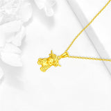 14K Solid Gold Highland Cow Necklace Cow Pendant Gifts for Women Girls
