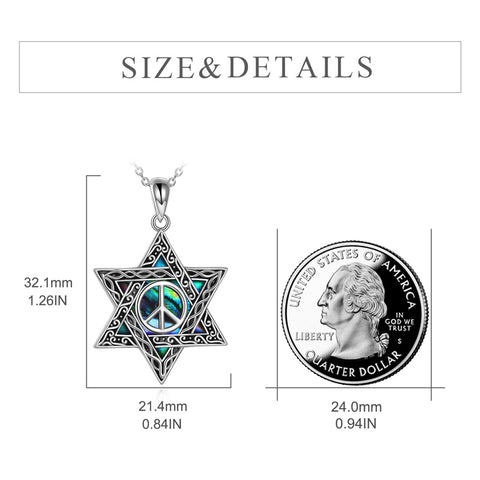 Sterling Silver Star of David Cross Peace Sign Tree of Life Star Pendant Necklace