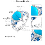 Sterling Silver Heart Sleeping Beauty Turquoise  Engagement Ring for Women