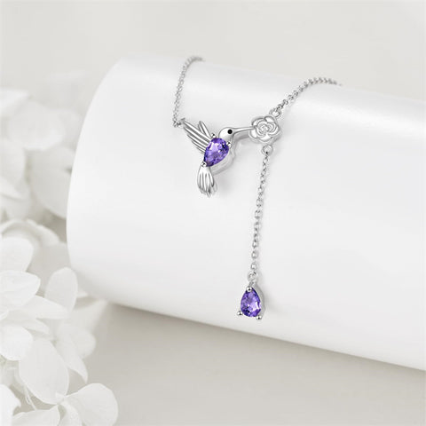 Hummingbird Necklace Sterling Silver Adjustable Lariat Animal Necklace Jewelry Gifts for Women Girls