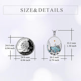 Sterling Silver Mountain Bear Pine Tree Sun Ocean Snowy Mountain Pendant Necklace